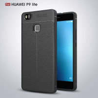 Луксозен силиконов гръб ТПУ кожа дизайн за Huawei P9 Lite / Huawei VNS-L21 черен